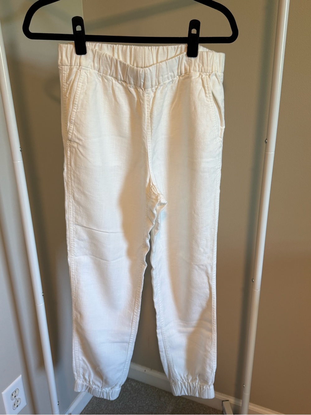 J. Crew Women’s White Elastic-Waist Jogger Pants